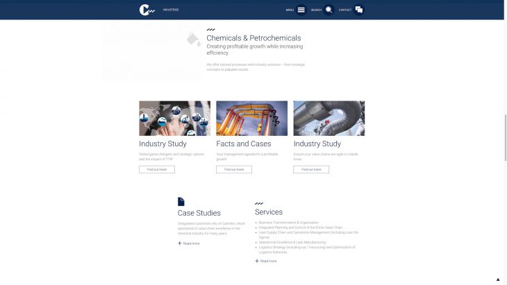 Camelot MC - Responsive Website - Industrien im Detail