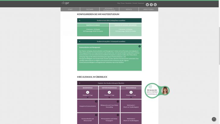 DAPR Redesign - Interaktives Tool zur Auswahl und Konfiguration des Masterstudiums