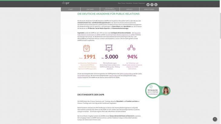 DAPR Redesign - Zahlen und Fakten als herausragendes Element