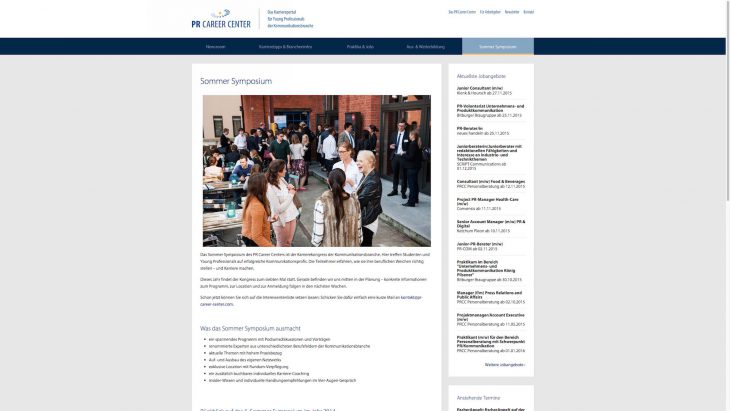 PR Career Center - Responsive Newsportal - Sommer Symposion