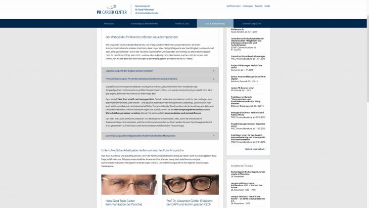 PR Career Center - Responsive Newsportal - Weiterbildung