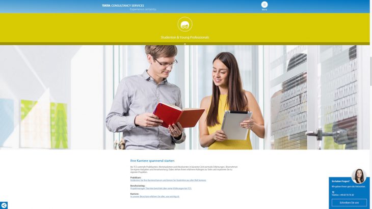 TCS -Responsive Website - Karrierewebsite - Zielgruppe Young Professionals